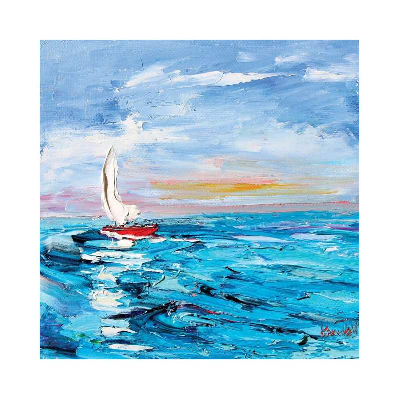 Sailboat 1 Piece Wrapped Canvas Painting, 45.72 cm H x 45.72 cm W x 3.175 cm D
