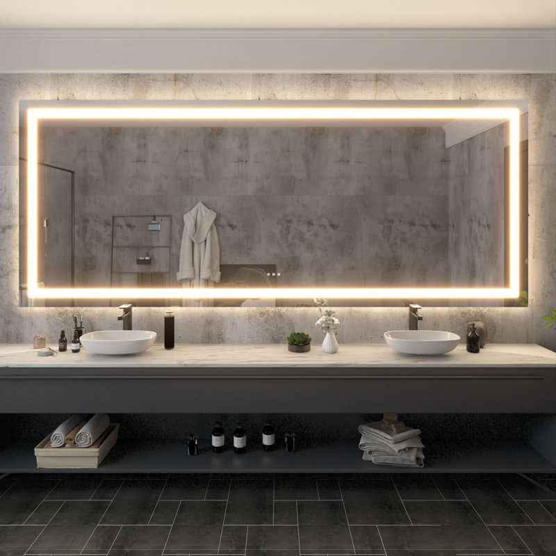 Miroir de salle de bain à DEL sans cadre , 48" x 118"