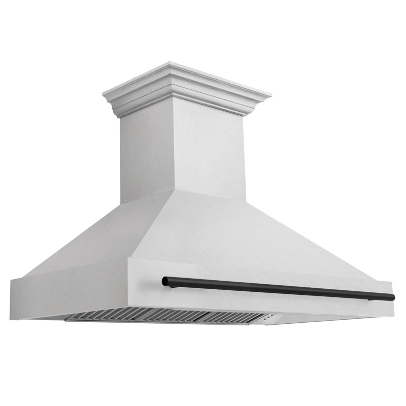 Hotte de cuisine murale en acier inoxydable satiné 48 po ZLINE Autograph Edition, Noir mat