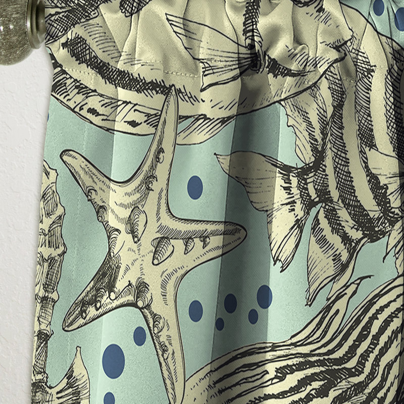 Coastal Curtain Panel, Sea Life Fish Seahorse Blackout Decor - Deep Sea Life With Fish And Seahorse, 52" W x 63" L