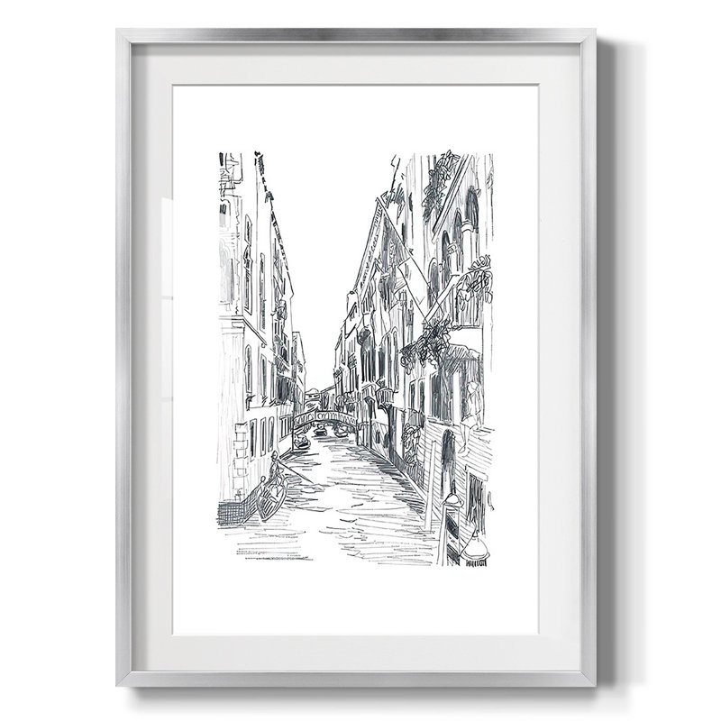 «Stone Aperture IV», reproduction encadrée, Papier avec cadre argenté, Blanc