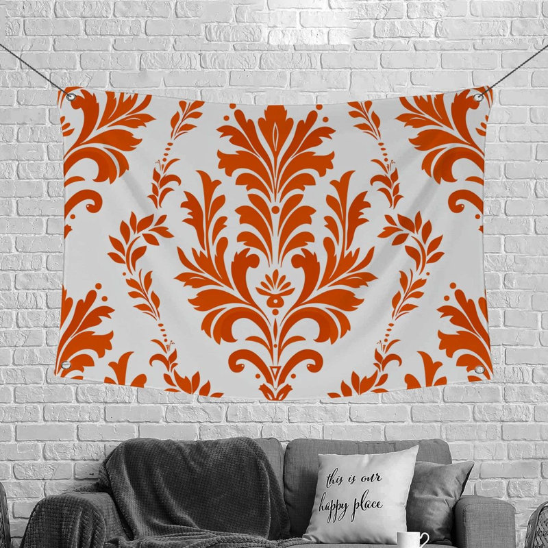 Floral Pattern Art Microfiber Fabric Tapestry, 88" H x 104" W