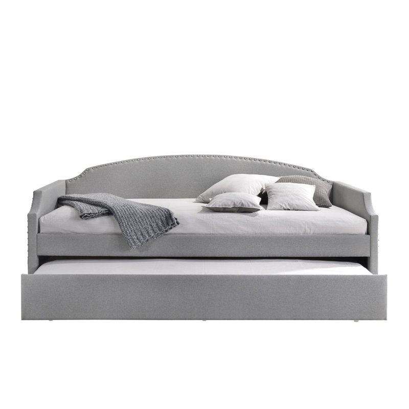 Twin Daybed with Trundle, Smoke Linen