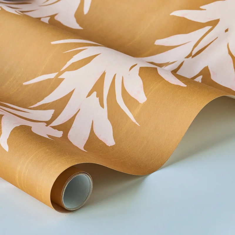 Schumacher x Backdrop White Lotus Wallpaper, Deep Yellow, Paper