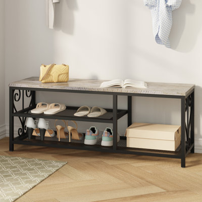 Banc de rangement rustique pour chaussures avec étagère à chaussures