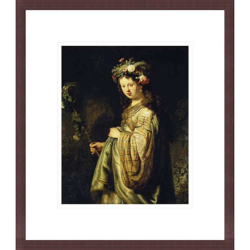 «Saskatia as Flora» par Rembrandt van Rijn - Estampe numérique encadrée, H 15,72 po x l 13,75 po