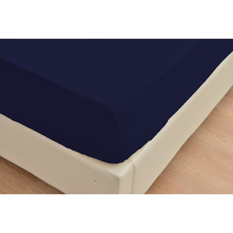 Rayon Solid Colour Sheet Set, Twin Sheet Set + 1 Fitted Sheet + 1 Pillowcase, Navy Blue