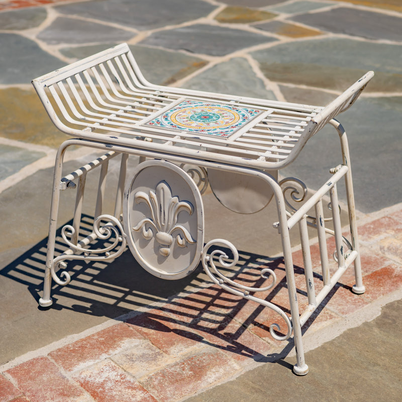 Chaise en mosaïque en métal sans dossier de la collection Atlantis - Poséidon, White