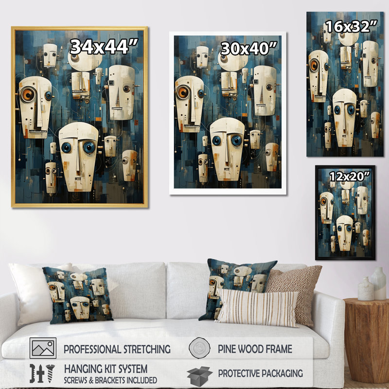 L'art de la robotique II sur toile, Cadre simple noir, H 32 po x l 16 po x P 1 po