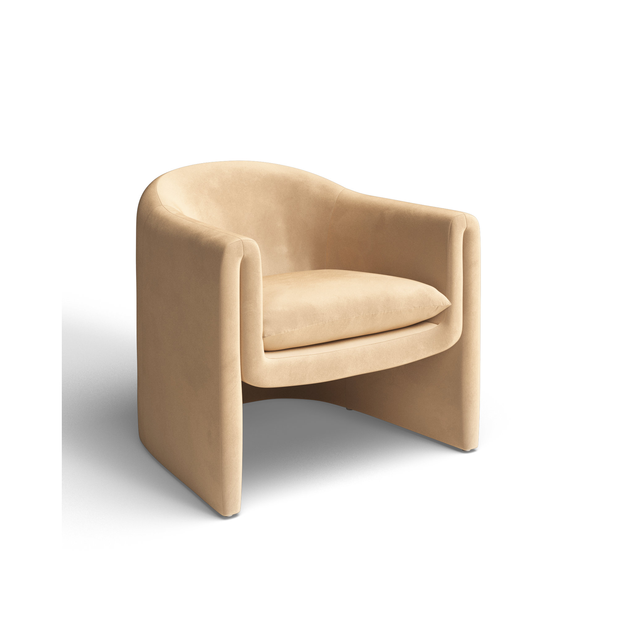 Pollman Upholstered Barrel Chair, Light Brown Velvet