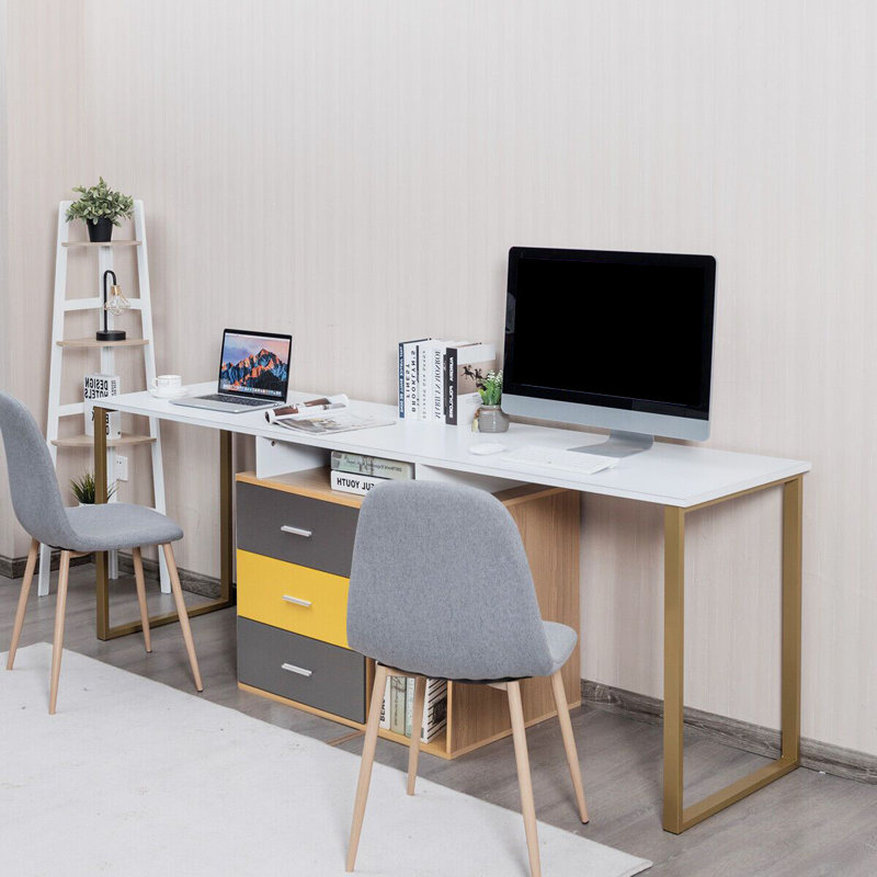 Massouma L-Shaped Metal Base Computer Desk