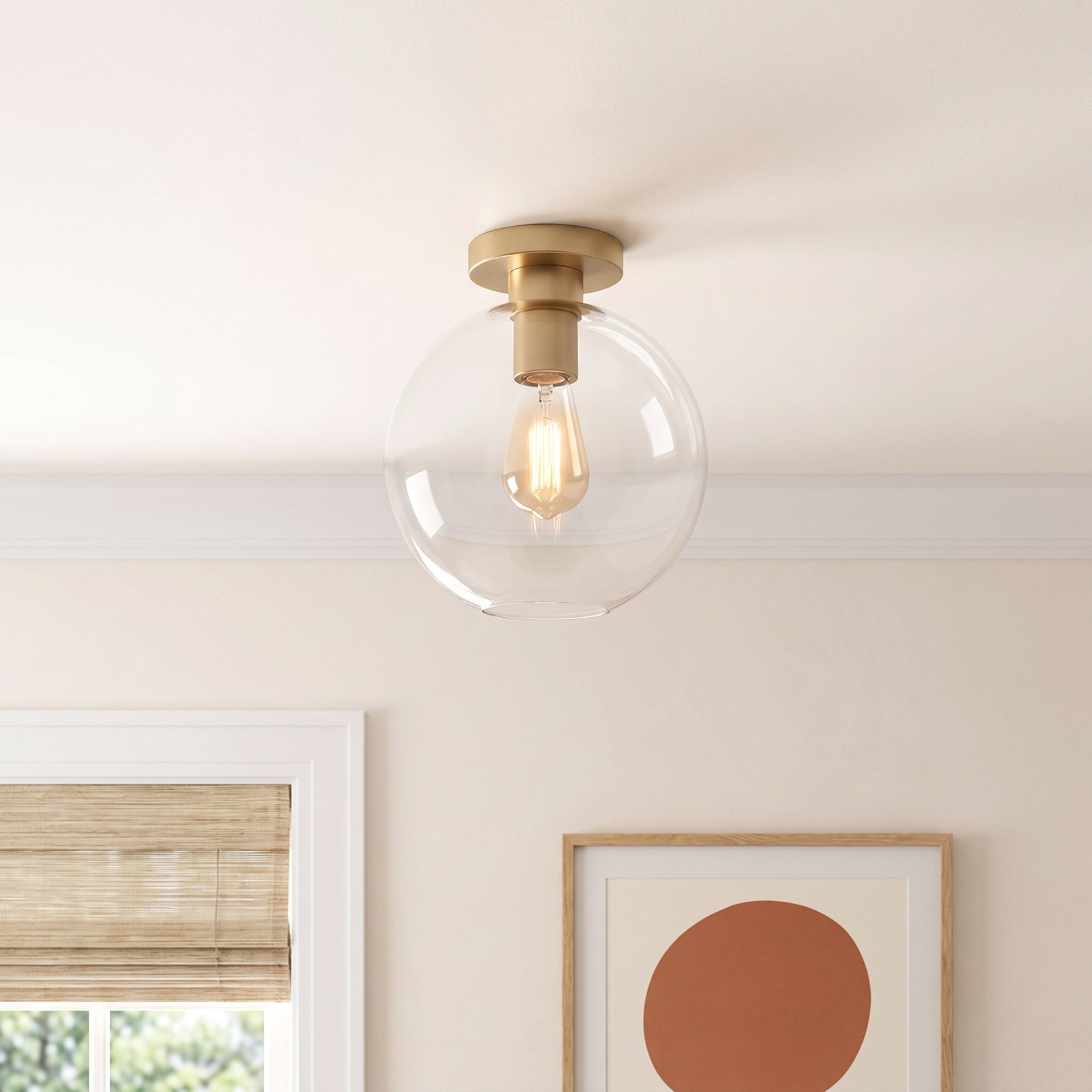 Childerley Single Light Semi Flush Mount, Satin Brass