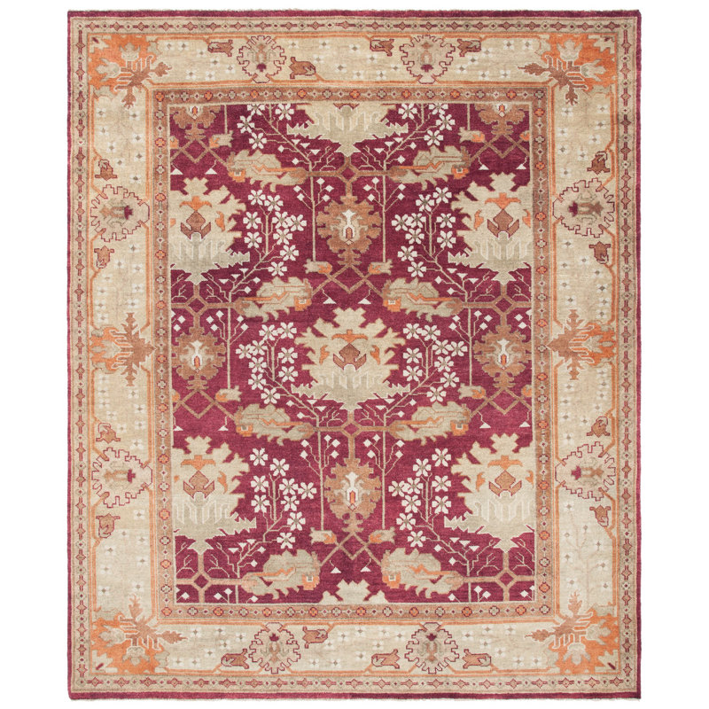 Oushak Oriental Hand-Knotted Wool Red Area Rug, Rectangle 12' x 15'