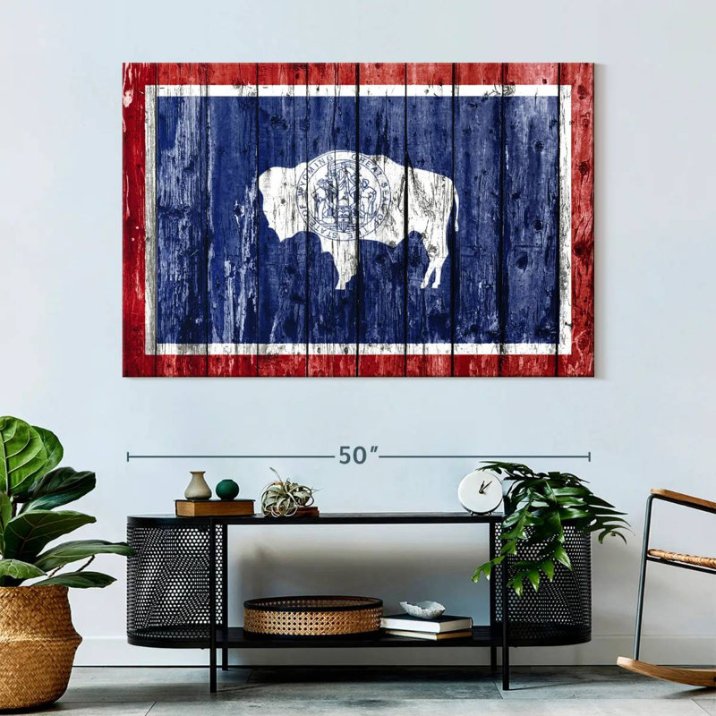 Borges Wood Style Wyoming Flag, 34" H x 51" W