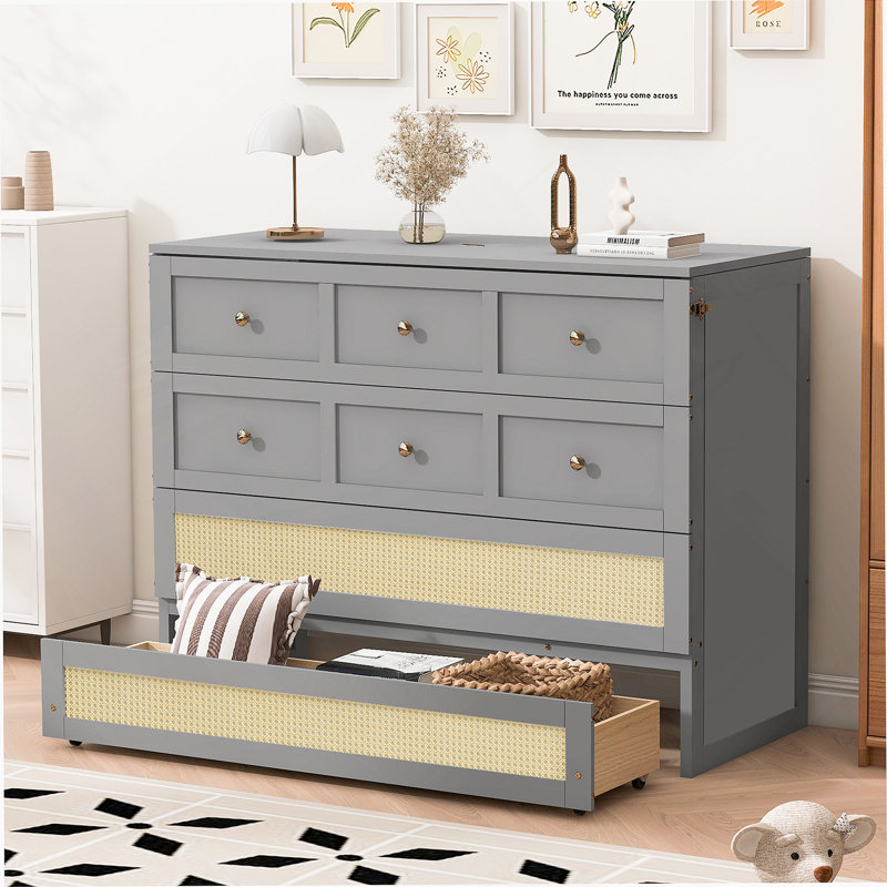 Lit escamotable avec grands tiroirs de rangement Murphy, Gris