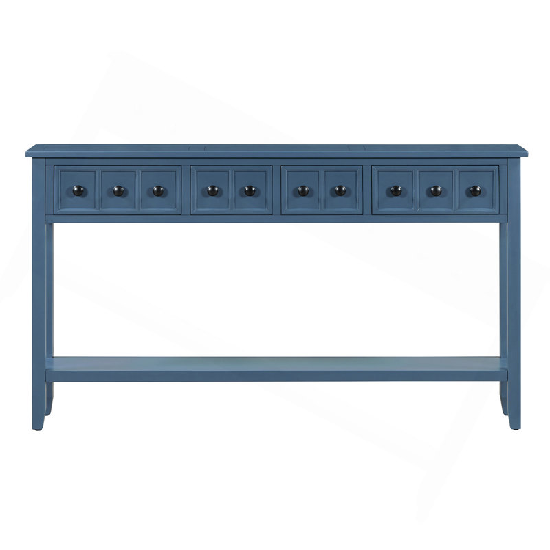 Tarsita Rustic Entryway Console Table Long Sofa Table with Drawers and Bottom Shelf Entryway Table, Antique Navy