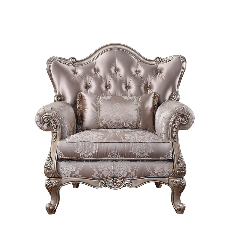 Chaise Jayceon en tissu et finition champagne avec coussin