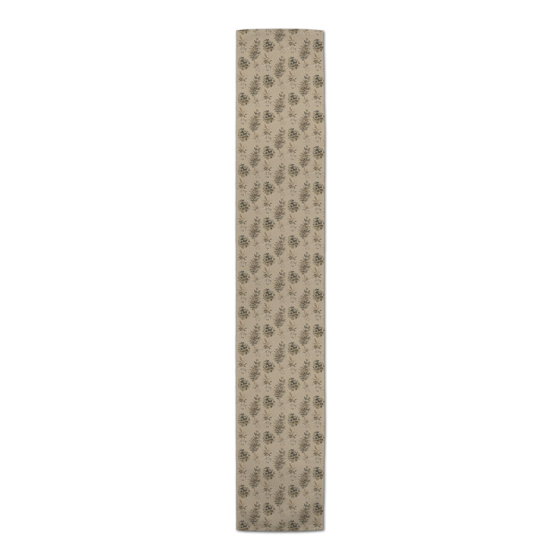 Chemin de table en pommes de pin sur fond blanc, 72 po x 16 po, Brun