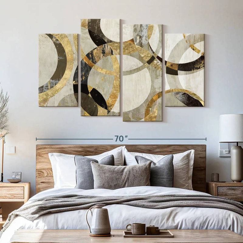 Overlaps Wall Art Multi Piece Canvas Print On Canvas 4 Pieces Set, 68" H x 42" W x 1.25" D