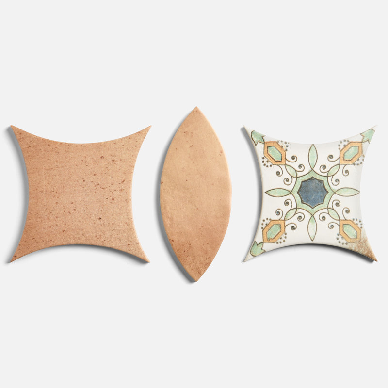 Raval 3x8 Petal and Kite Matte Terracotta Look Porcelain Floor and Wall Tile, Terracotta Mix