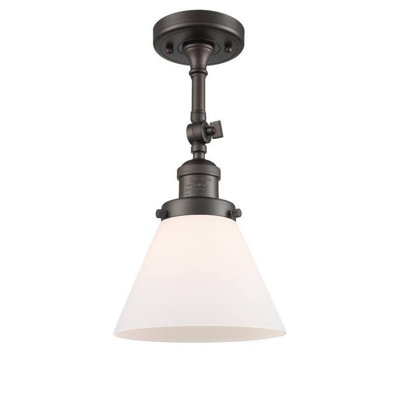 Milazzo Glass Semi Flush Mount, Matte White Cased, 13.5" H x 7.75" W x 7.75" D, Oil Rubbed Bronze