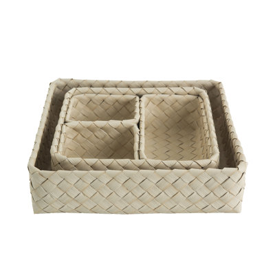 Ensemble de 5 bacs de rangement en ruppie naturelle