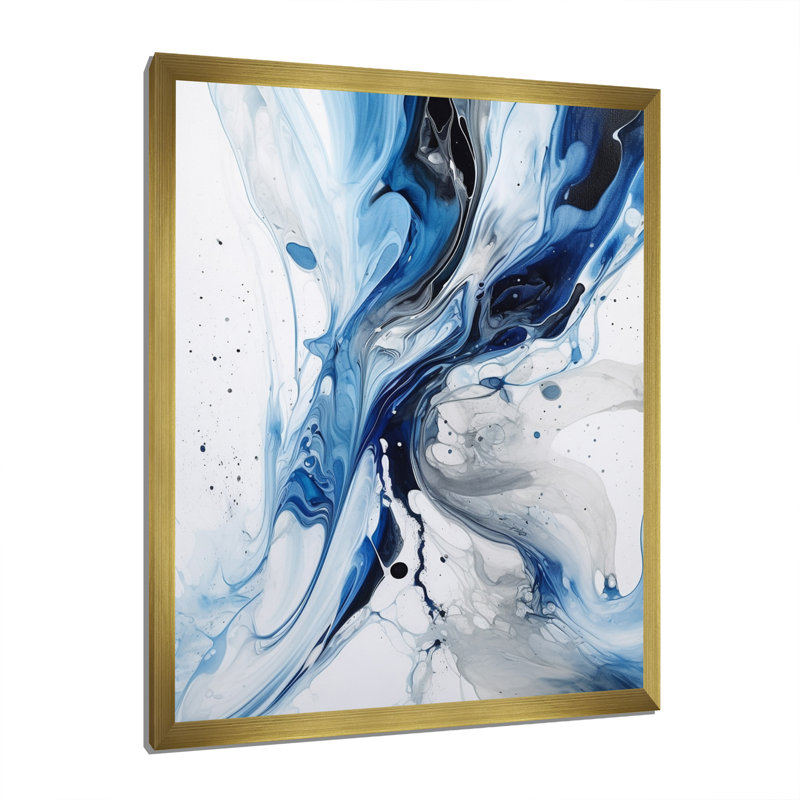 «Blue and Grey Ethereal Elixir I», reproduction d'art sur toile abstraite, Doré, H 20 po x l 12 po, Cadre photo unique