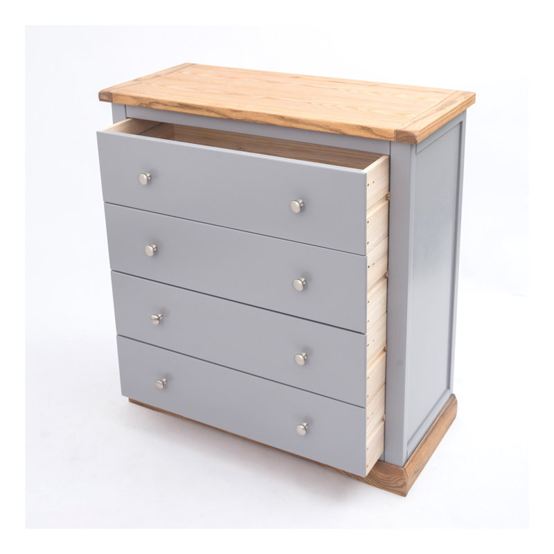 Durham 90cm W 4 - Drawer Chest of Drawers, Grey/Chrome