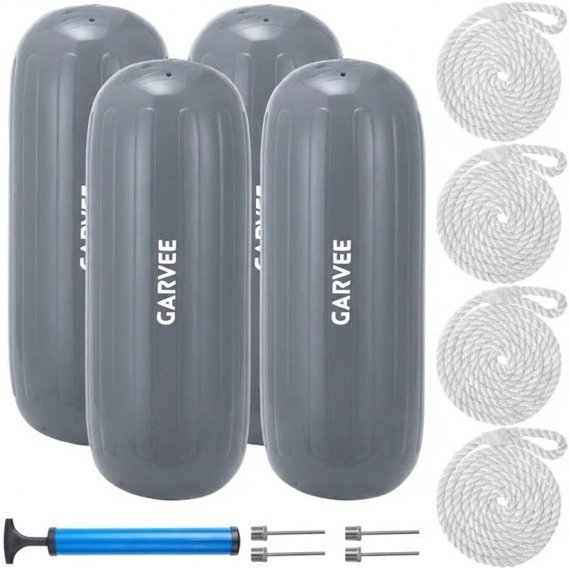 Inflatable Boat Fenders 4 Pack with Ropes & Pump for Pontoon and Sailboat Use