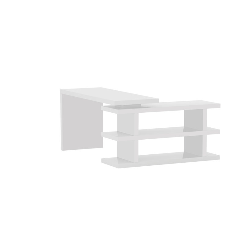 Madruga Contemporary Reversible L-Shaped Desk w/ 180 Degree Rotation
