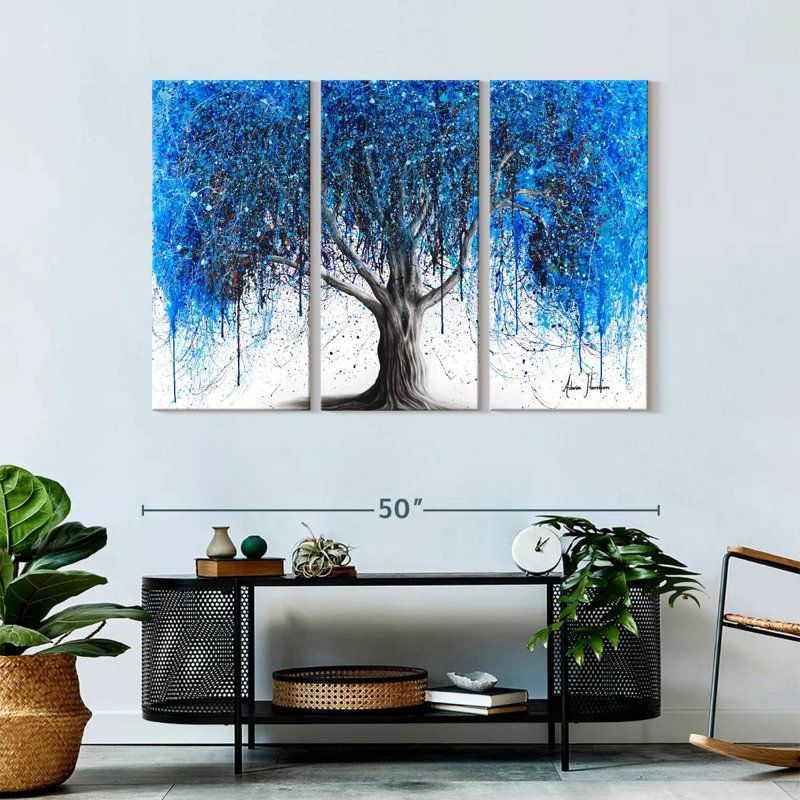 " Blue Moonlight Tree " Set, 32" H x 50" W x 1.25" D