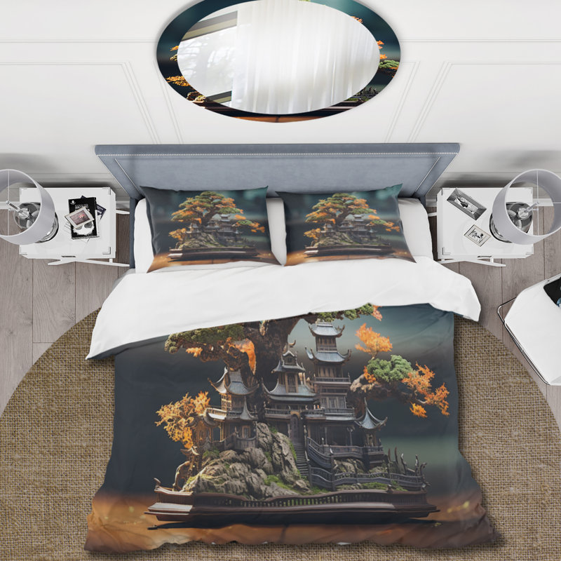 Ensemble de housse de couette Asian Art Bonsais Wisdom VII Bedding, Housse de couette pour très grand lit et 2 très