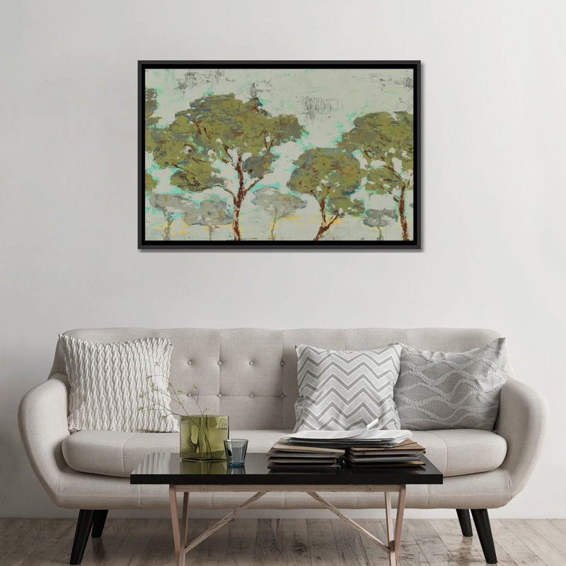 « tree tranquility », reproduction sur toile, Toile avec cadre noir, Pas de tapis, H 32 po x l 48 po x P 1,5 po