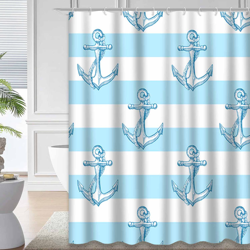 Rideau de douche imperméable à motif abstrait bleu avec 12 crochets, L 72 po x l 72 po