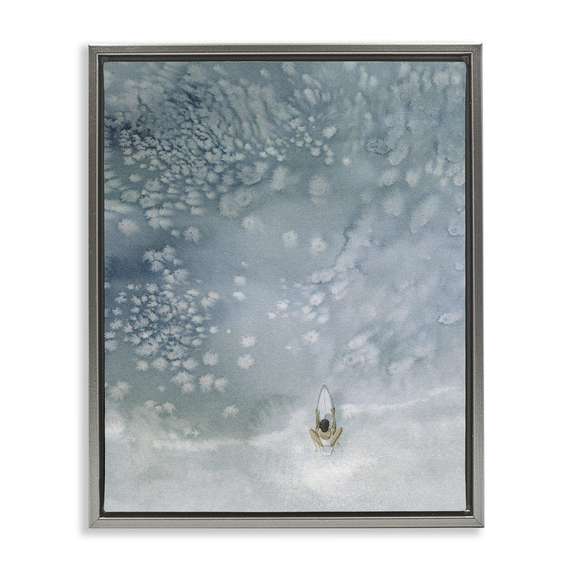«Surfing Past The Break», art mural sur toile flottant gris, design par Grace Popp, H 21 po x l 17 po