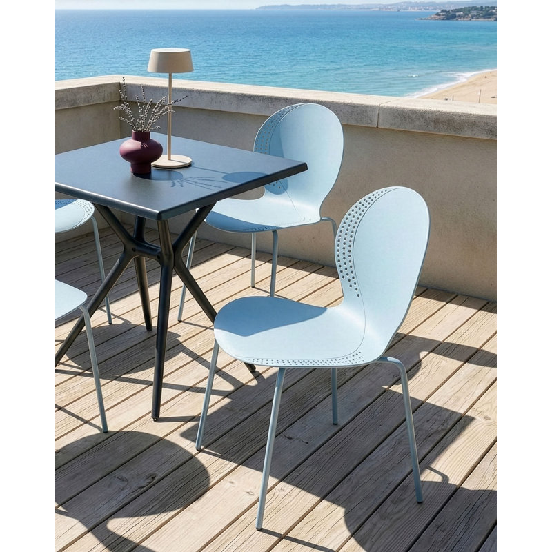 Stacking Patio Dining Side Chair, Blue