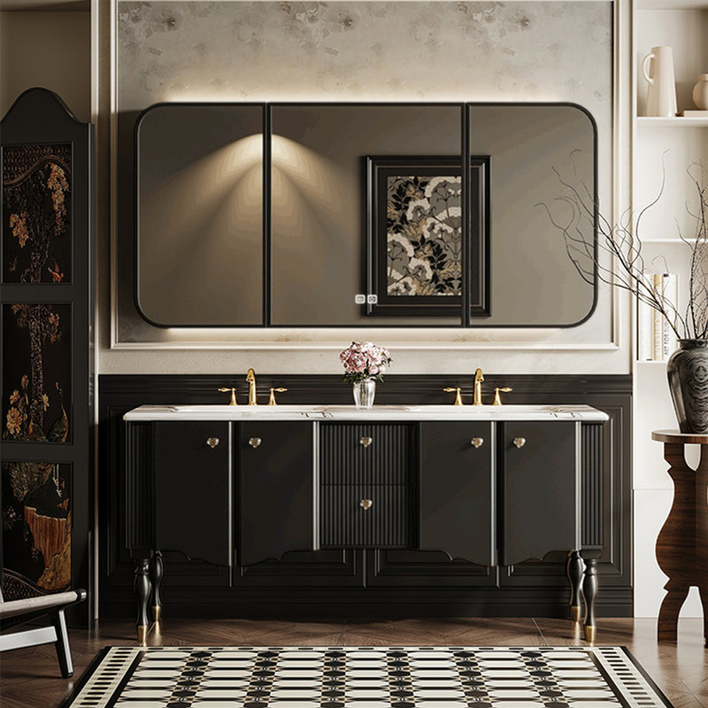 Bathroom cabinet modern simple style., 59.06", Off White