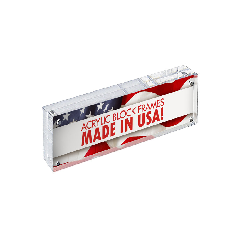 Clear Acrylic 11" x 3" Magnetic Photo Frame Block