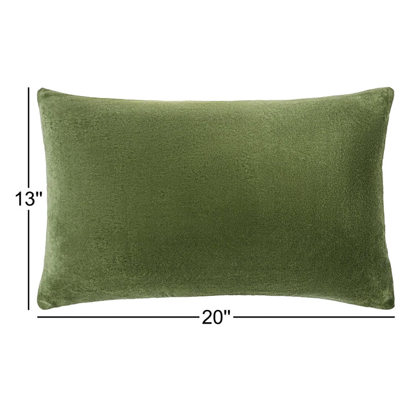 Harpswell Catana Cotton Lumbar Rectangular Pillow, 13" x 20", Down, Green