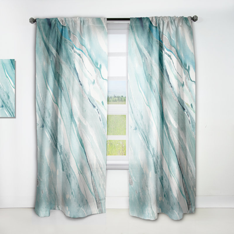 Silver Springs II Blue Green - Nautical Velvet Curtain - Room darkening - 1 panel, 52"W x 63"L
