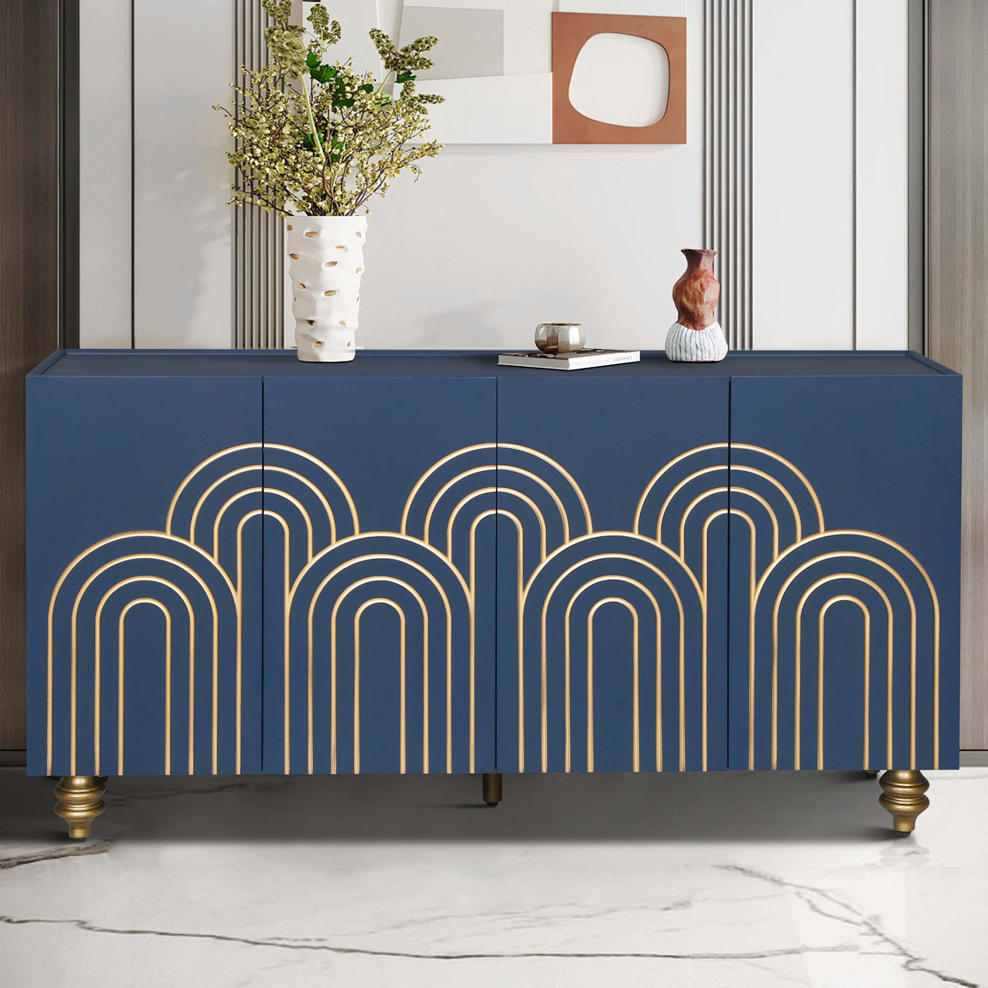 Wayfair Buffets Mercer41 Fluted Sideboard Buffet With Adjustable Shelves - Wayfair Canada