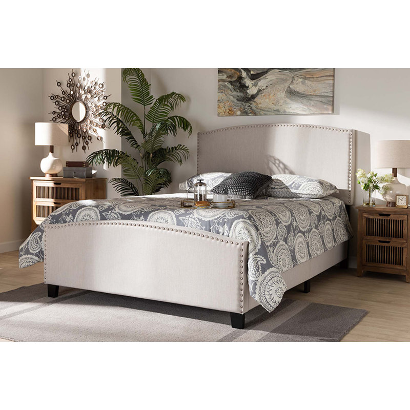 Upholstered Standard Bed, Beige/Black, King