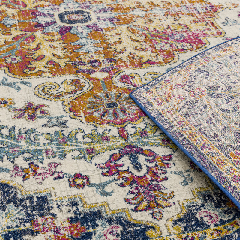 Abbottstown Persian Machine Made Tufted Polypropylene Rug in Beige/Blue, Rectangle 120 x 170cm
