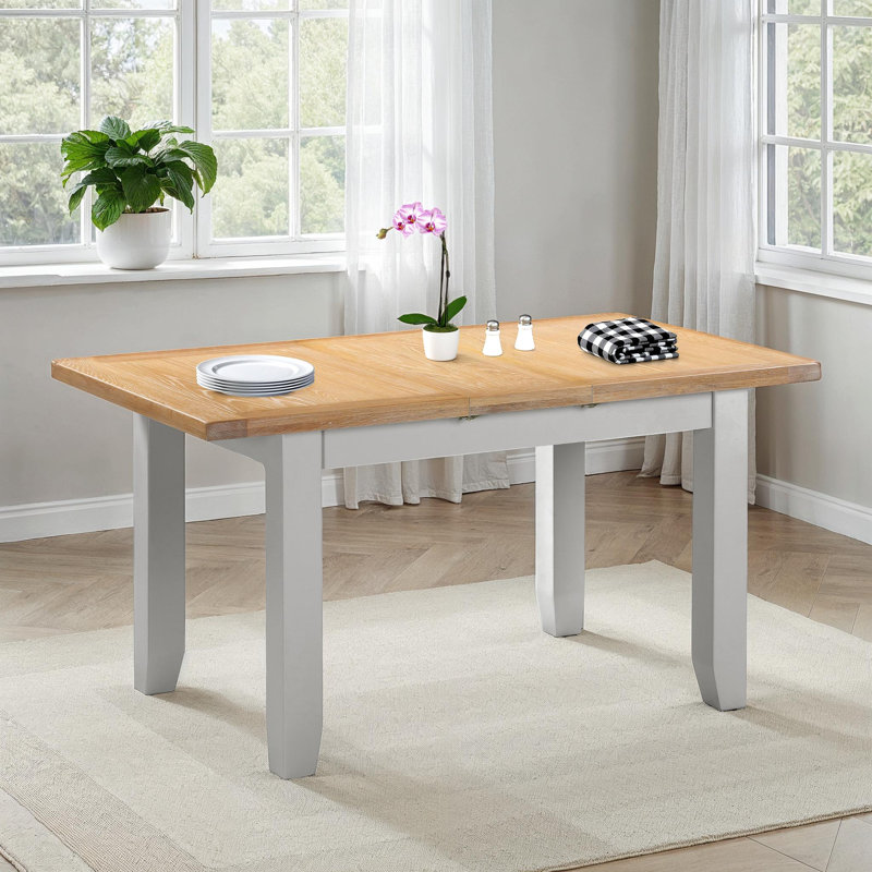 Windsor Extendable Oak Top Dining Table, Grey
