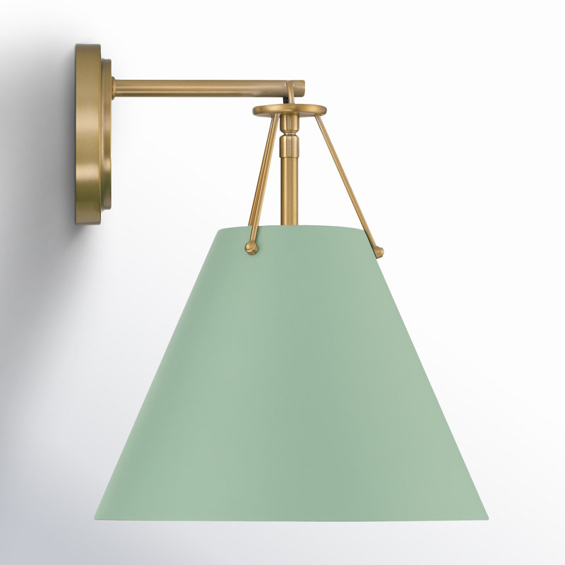 Kinston Steel Armed Sconce, Vibrant Gold, Green