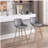 2-piece bar stool set, with chrome footrest and fabric top surface chair, simple leg chair-766049154-766049172