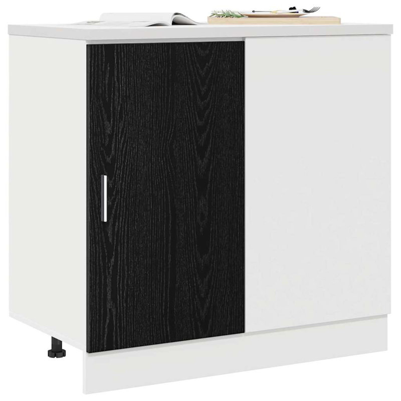 Vidaxl Kitchen Corner Base Cabinet Riga Black Oak 86 X 46 X 81.5 Cm