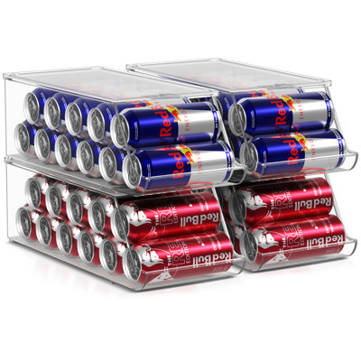Clear Acrylic Slim 12-Can Organizers with Lids Set of 4