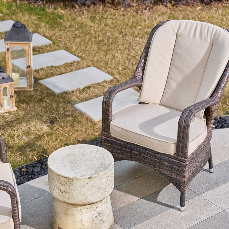 2 - Person Patio Dining Set with Round Table , Cushions Included, Brown
