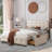 Eural Upholstered Platform Bed with Classic Headboard and 4 Drawers, No Box Spring Needed, Linen Fabric, Queen Size-438307428